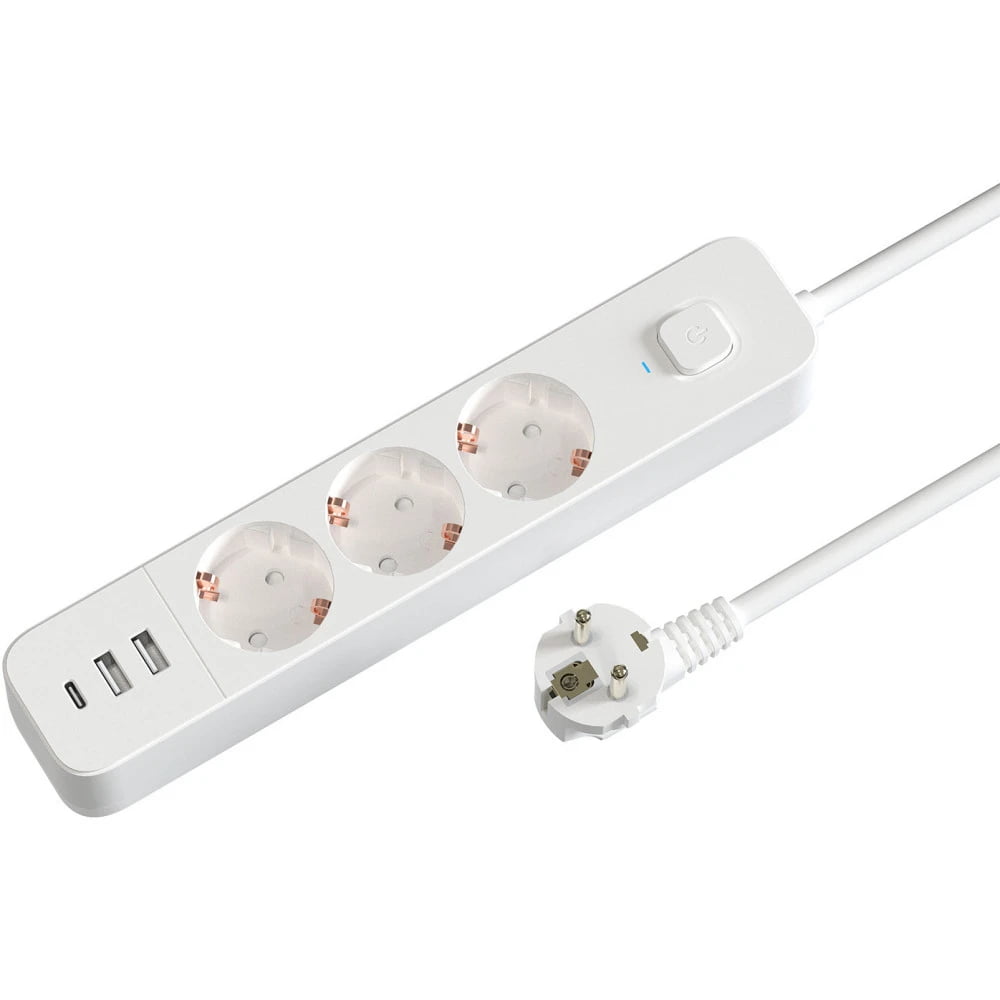 Сетевой фильтр Гарнизон EPS-3-CU2-W-2 2.0 Мультипорт 3 р, 10А, 1xType-C PD, 2 х USB QC, 2 м, ур.защиты 2+, белый, пак (21448)