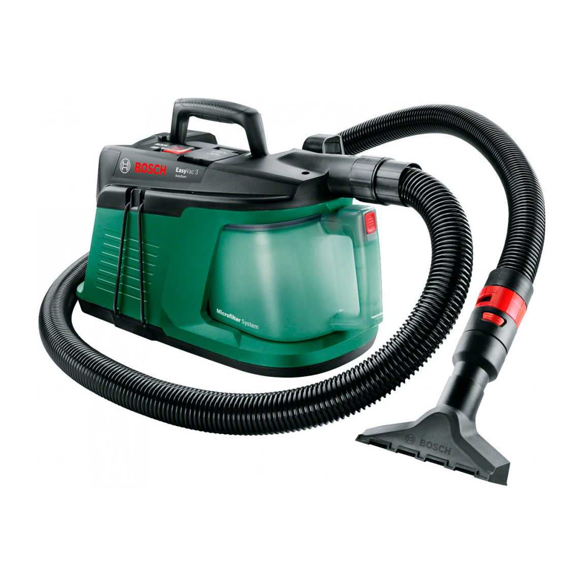 Строительный пылесос Bosch EasyVac3 зеленый, 170/700 Вт, уборка сухая, пылесборник контейнер, 2 л