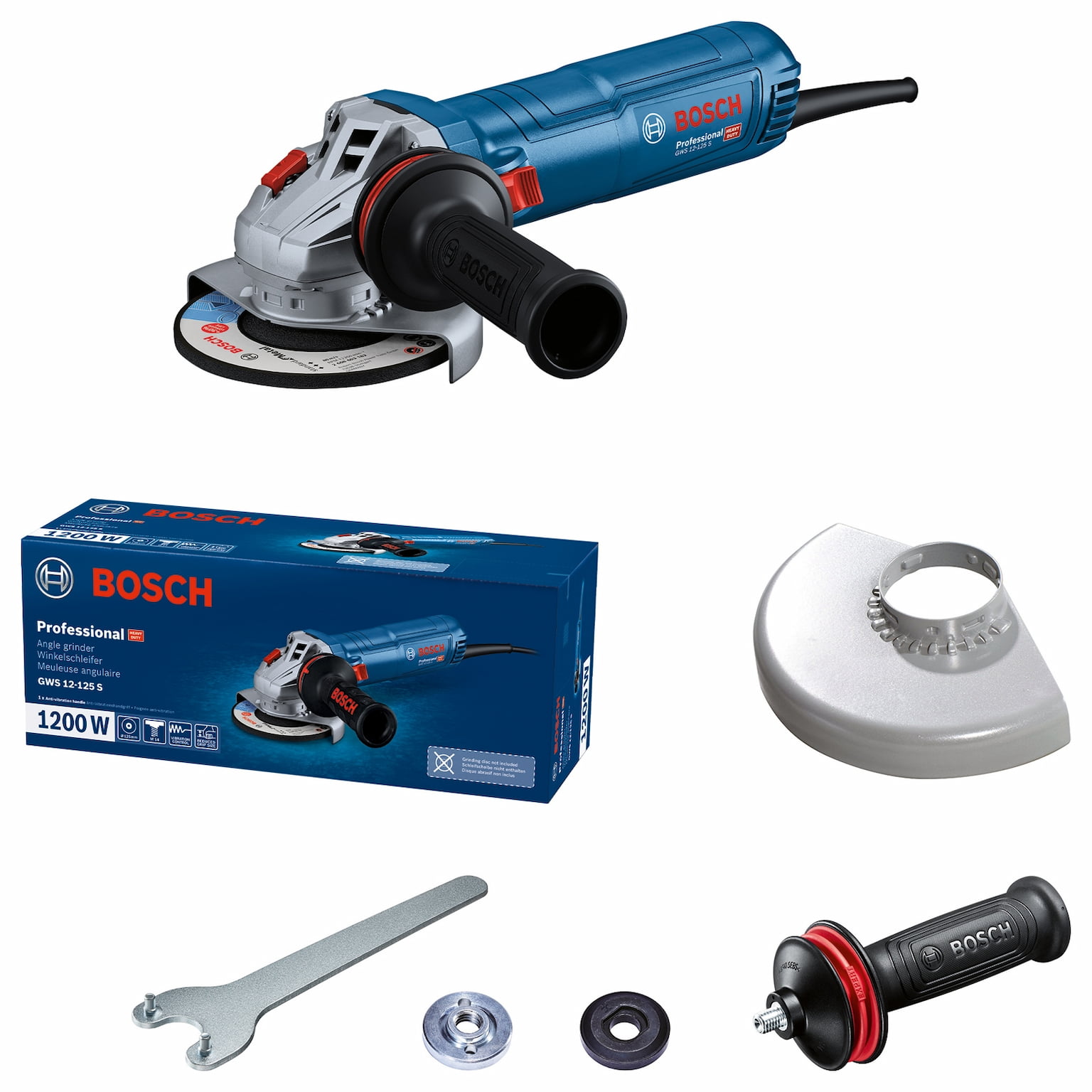 Угловая шлифовальная машина Bosch GWS 12-125 S 1200Вт 11000об/мин рез.шпин.:M14 d=125мм
