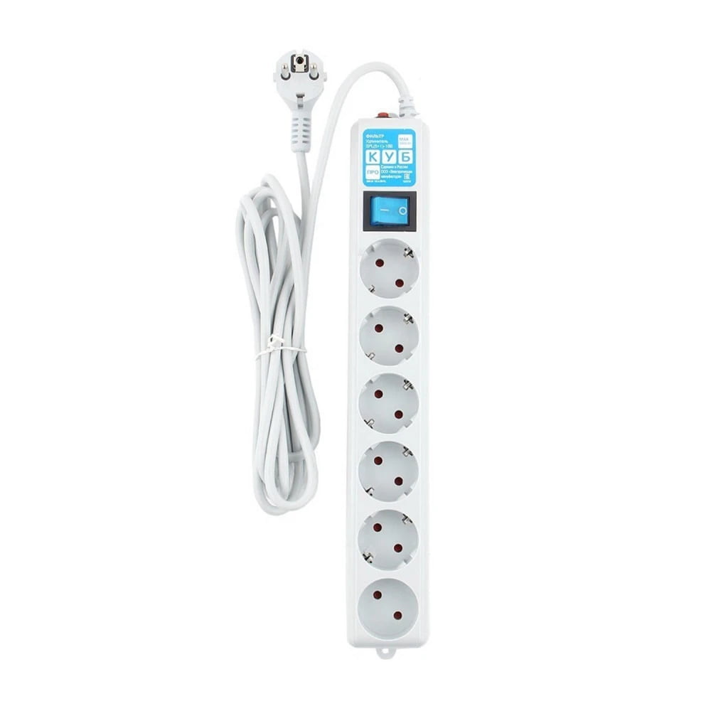 Фильтр-удлинитель PowerCube PRO (SPL(5+1)-16B-P-5М) 5.0 м, LC контур - подавление В/Ч помех, 16А/3,5 кВт