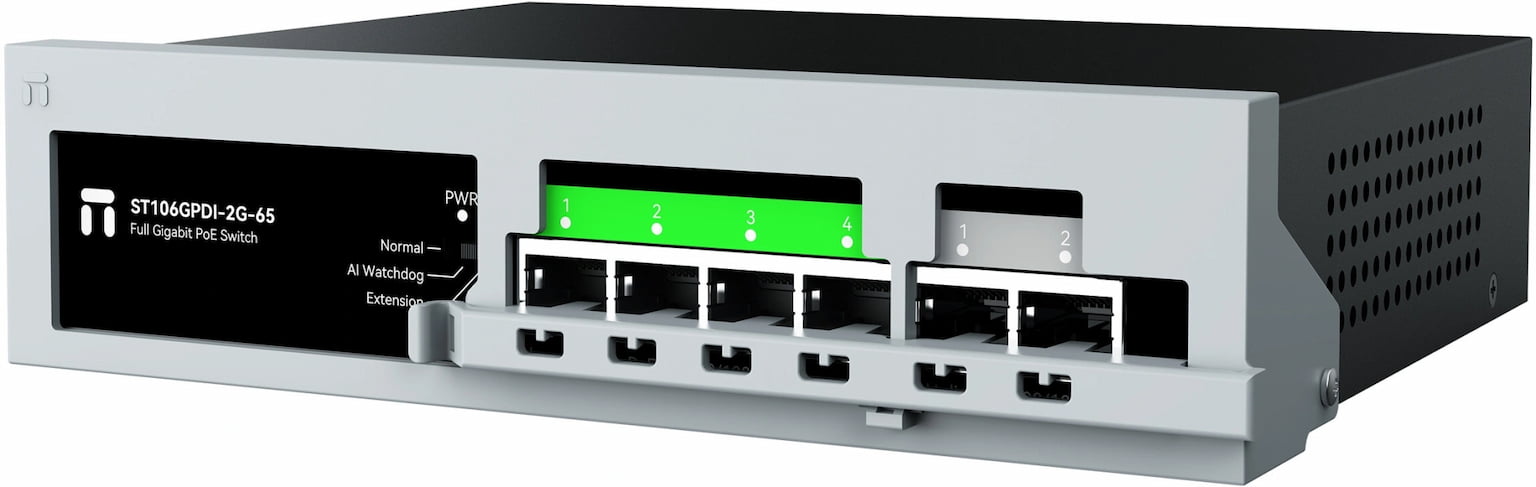 Коммутатор Netis ST106GPDI-2G-65, 4×1 Гбит/с PoE + 2×1 Гбит/с, неуправляемый