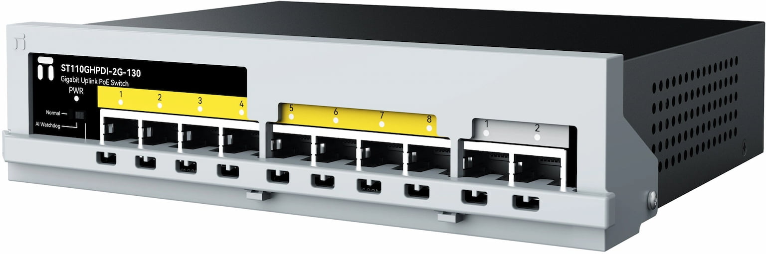 Коммутатор Netis ST110GHPDI-2G-130, 8×100 Мбит/с PoE+ + 2×1 Гбит/с, неуправляемый
