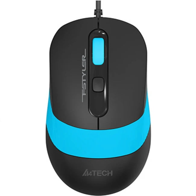 Мышь проводная A4Tech Fstyler FM10 черный/голубой, 1600 dpi, USB Type-A, кнопки - 4