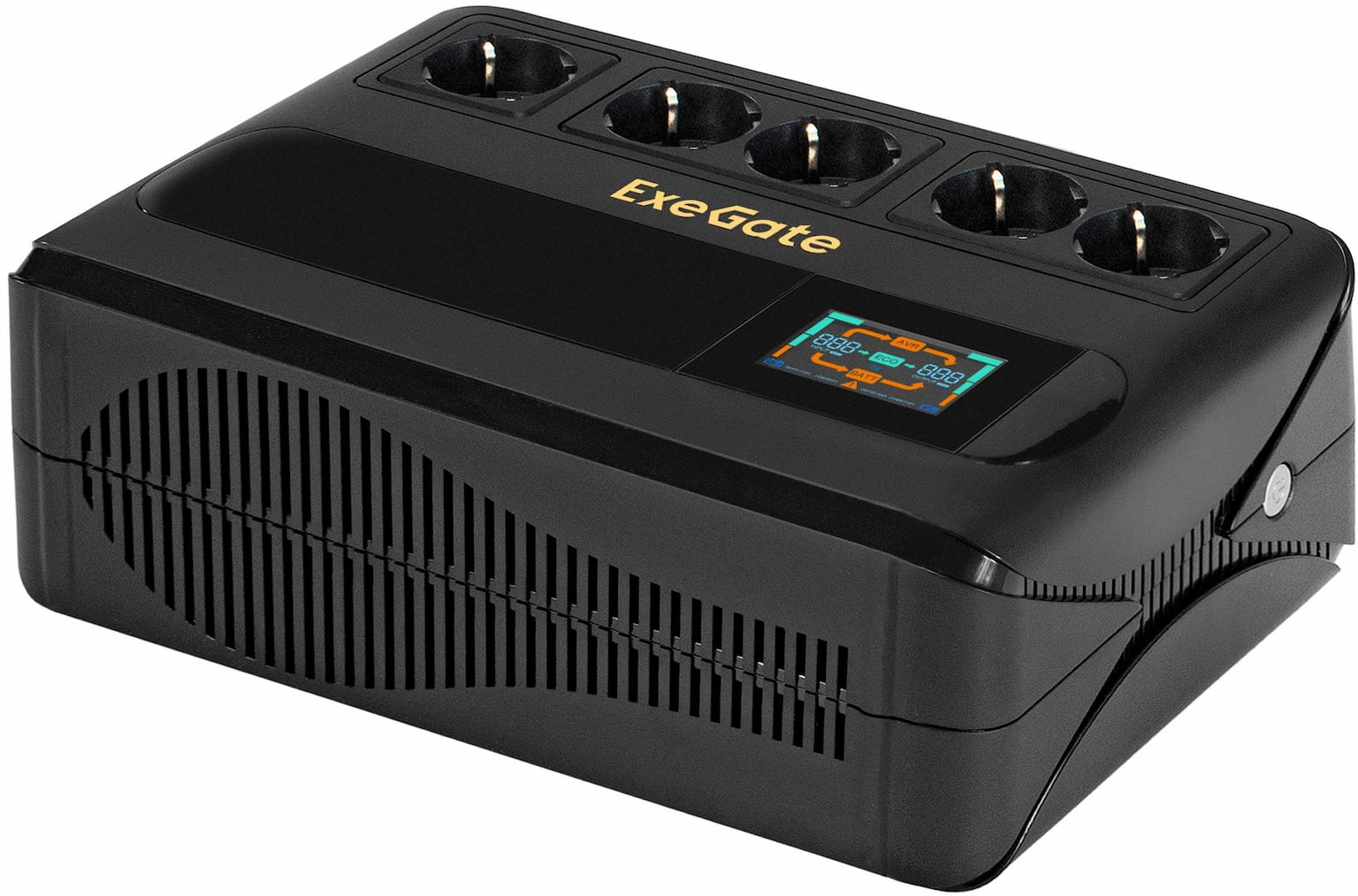 Источник бесперебойного питания ExeGate NEO Smart BU-800.LCD.AVR.5SH / 800 ВА / 480 Вт / 5 x CEE 7 (евророзетка)