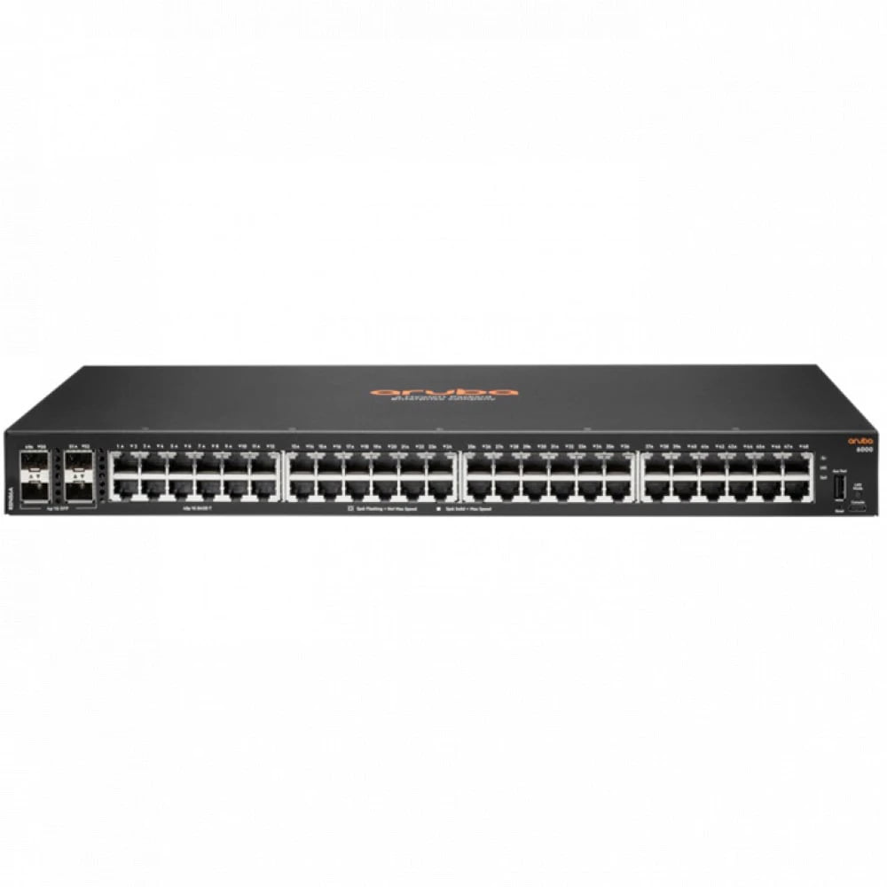 Коммутатор HPE Aruba 6000 48G 4SFP, 48×1 Гбит/с + 4×1 Гбит/с SFP, управляемый