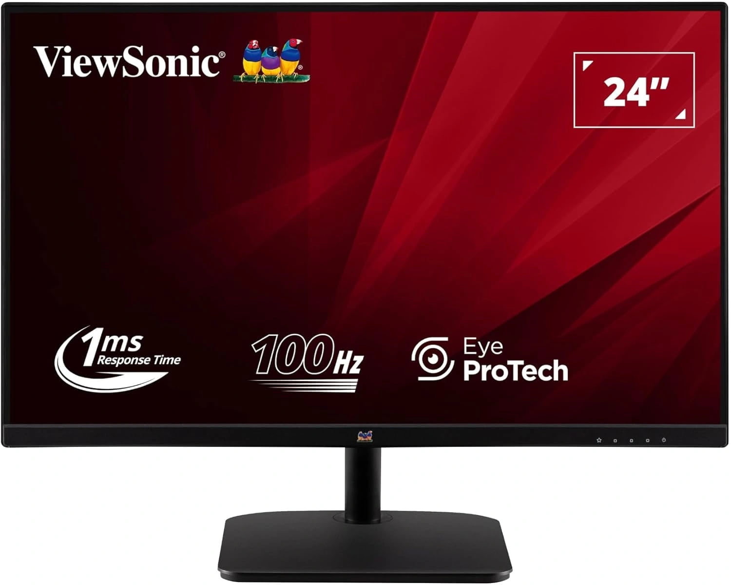Монитор 23.8" ViewSonic VA2432-H-2 IPS 1920x1080, 75 Гц, 1 мс (MPRT), 16:9, 250 кд/м², VGA, HDMI 1.4, 3.5 Jack, HDR10, FreeSync, черный