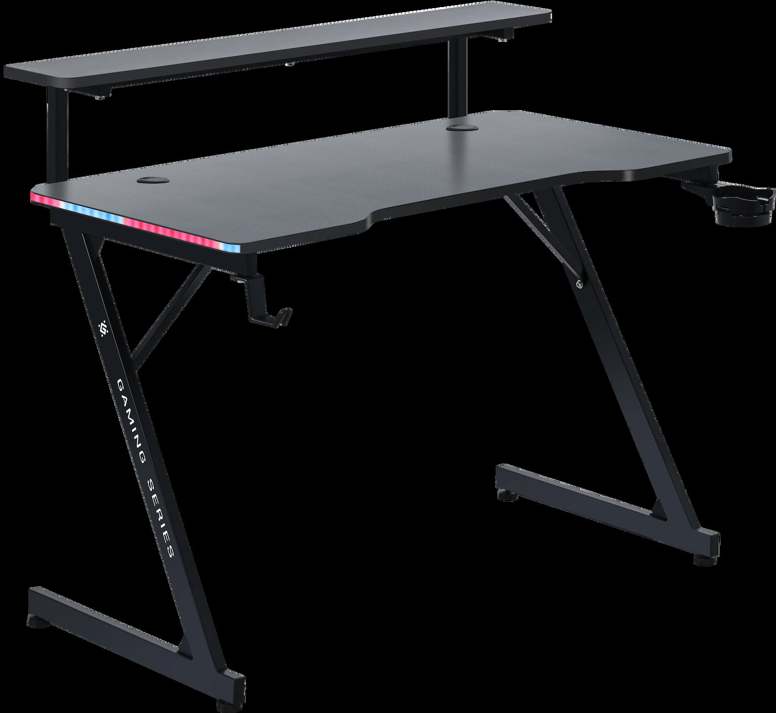 Стол игровой Defender Adamant полка, подвесы, черный, МДФ, RGb