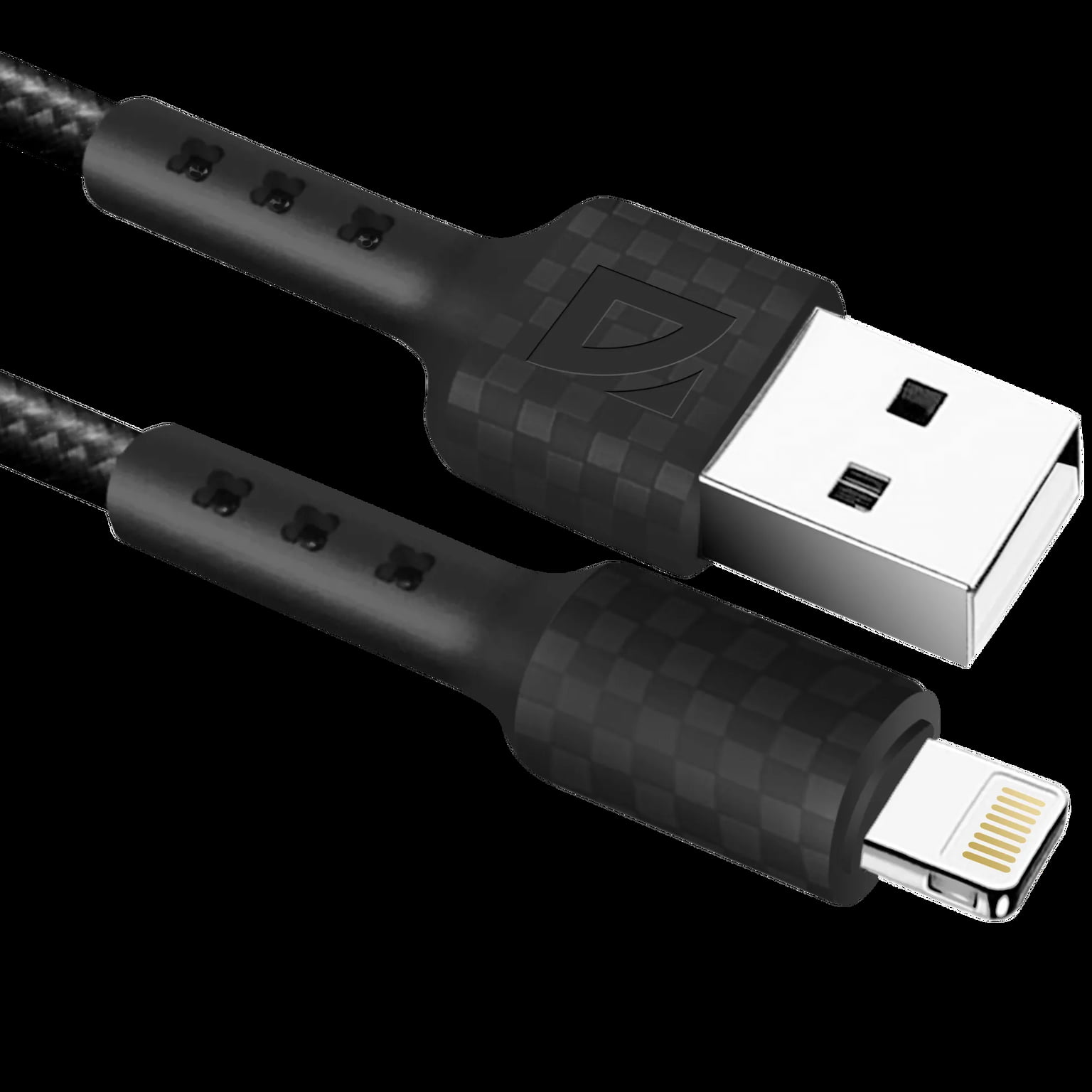 Кабель Defender F181, USB 2.0 (AM) - Apple Lightning (M), 1 м, 2.4А, нейлоновая оплетка, черный.