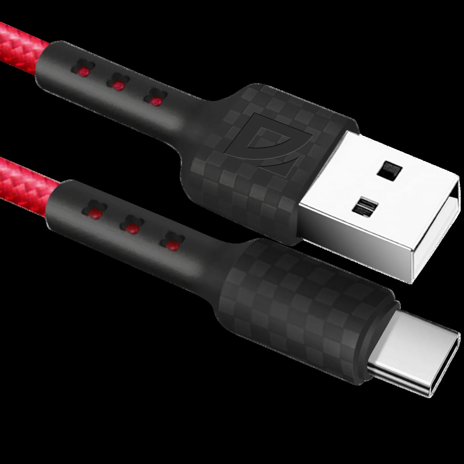 Кабель Defender F181, USB 2.0 (AM) - Type-C, 1 м, 2.4А, нейлоновая оплетка, красный.