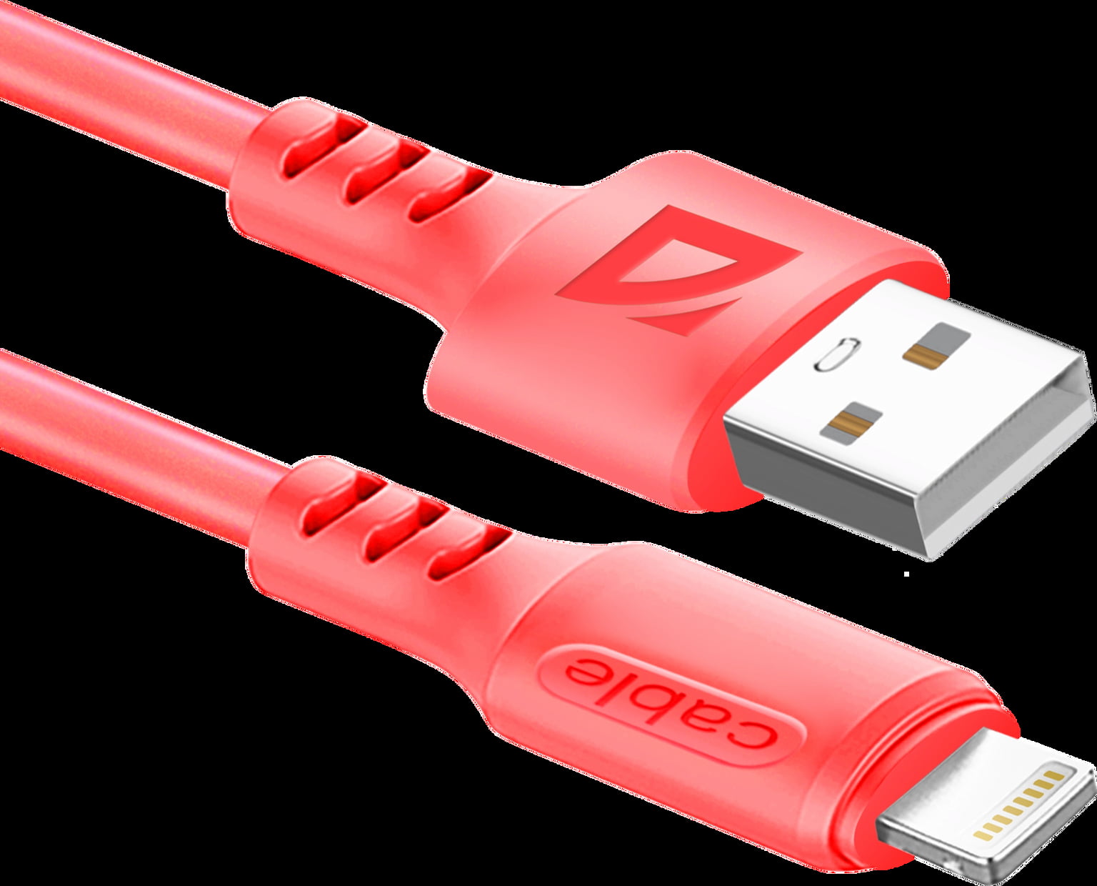 Кабель Defender F207, USB 2.0 (AM) - Apple Lightning (M), 1метр, 2.4А, силиконовая оплетка, красный.