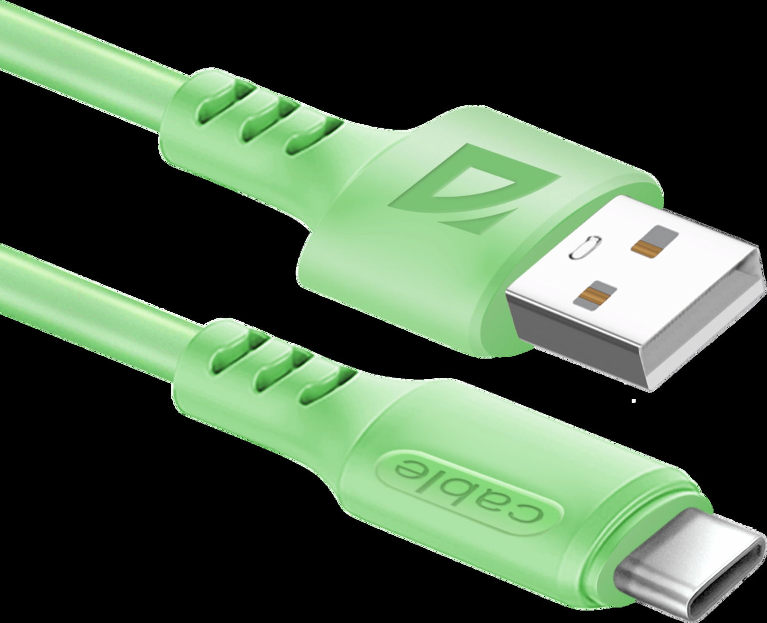 Кабель Defender F207, USB 2.0 (AM) - Type-C, 1 м, 2.4А, силиконовая оплетка, зеленый.