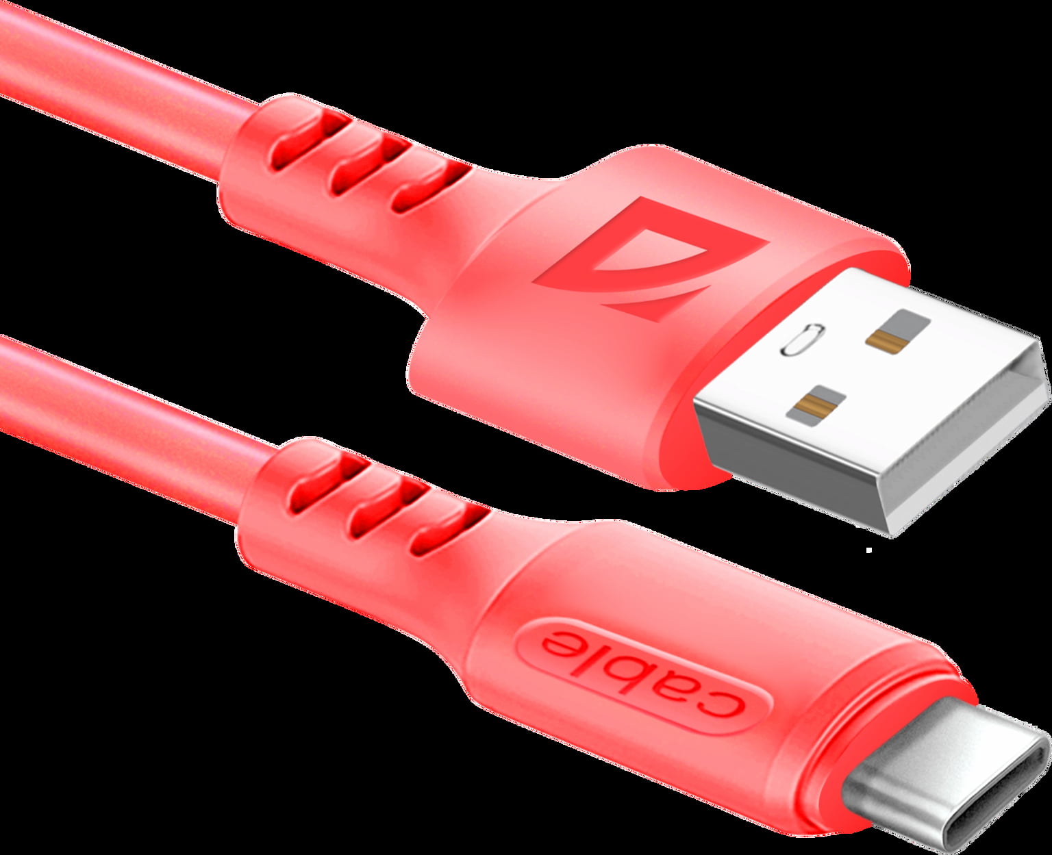 Кабель Defender F207, USB 2.0 (AM) - Type C, 1метр, 2.4А, силиконовая оплетка, красный.