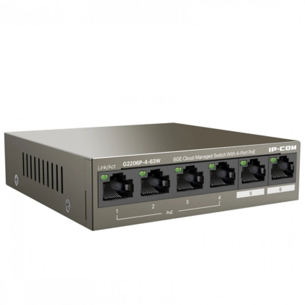 Коммутатор IP-COM G2206P-4-63W, 4×1 Гбит/с PoE + 2×1 Гбит/с, управляемый