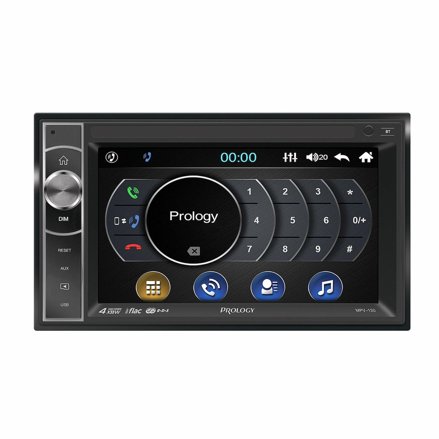Автомагнитола Prology MPV-120, 2 DIN, 6.2", Bluetooth, USB Type-A, AUX, пульт ДУ