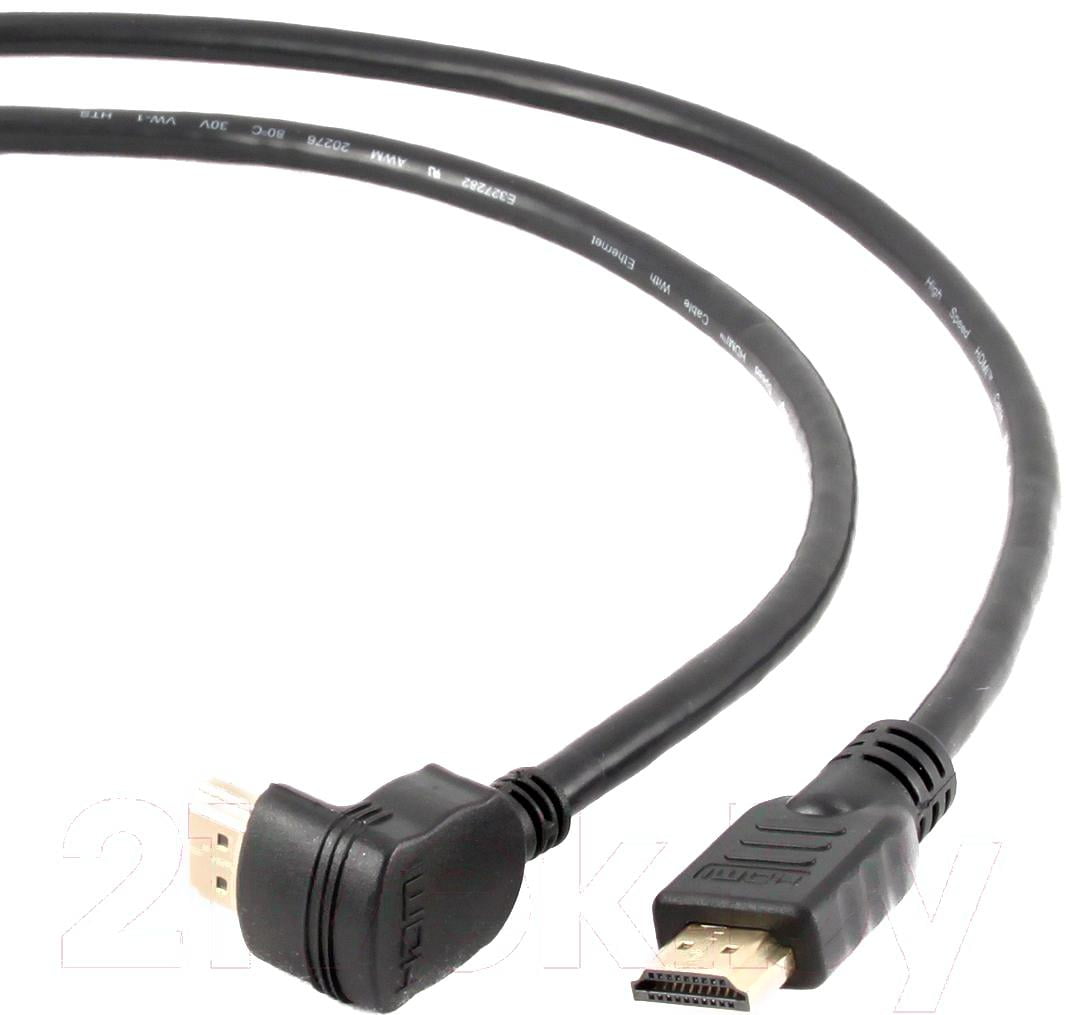 Кабель Cablexpert HDMI CC-HDMI490-10, 19M/19M, v2.0, медь, позол.разъемы, экран, угловой, 3м, черный, пакет