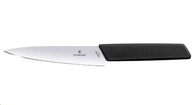 Нож кухонный Victorinox Swiss Modern (6.9013.15B) стальной разделочный лезв.150мм черный блистер