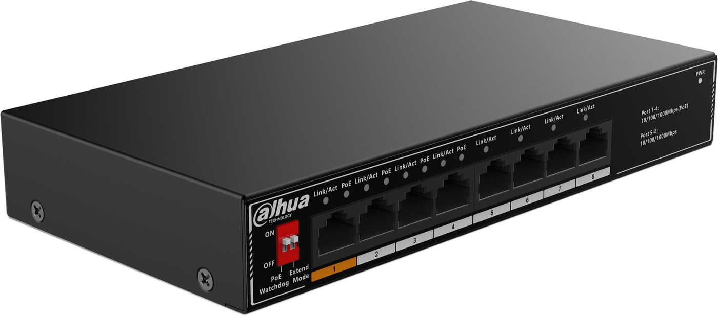 Коммутатор Dahua DH-SG1008LP, 8×1 Гбит/с, неуправляемый