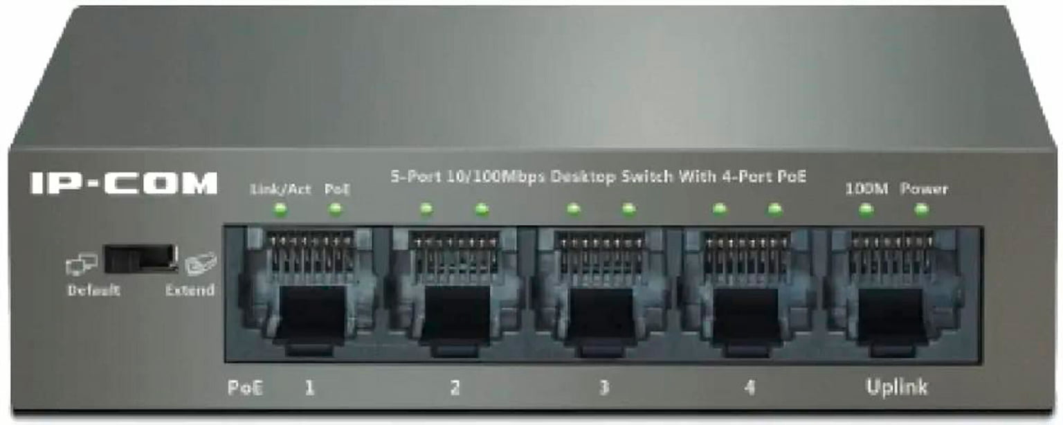 Коммутатор IP-COM F1105P-4-63W, 4×100 Мбит/с PoE + 1×100 Мбит/с, неуправляемый