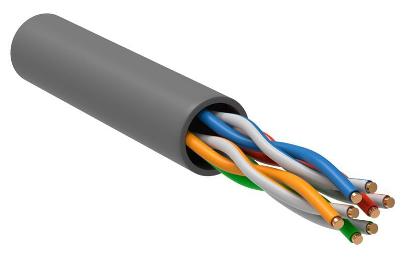 Кабель информационный ITK Generica BC1-C5E04-111-305-TL-R-G кат.5E U/UTP 4X2 1Om PVC внутренний 305м серый