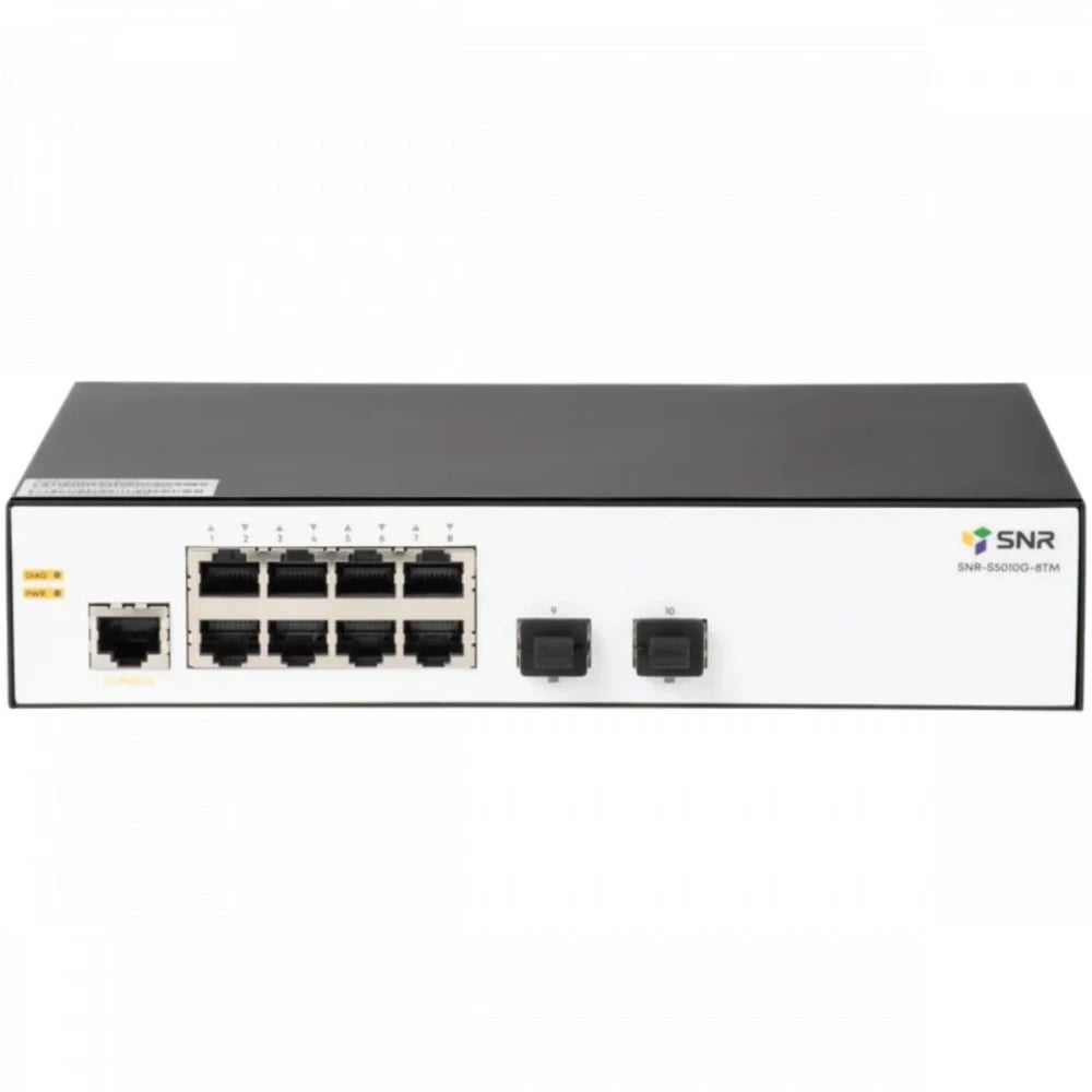 Коммутатор SNR SNR-S5010G-8TM, 8×1 Гбит/с + 2×2.5 Гбит/с SFP, управляемый