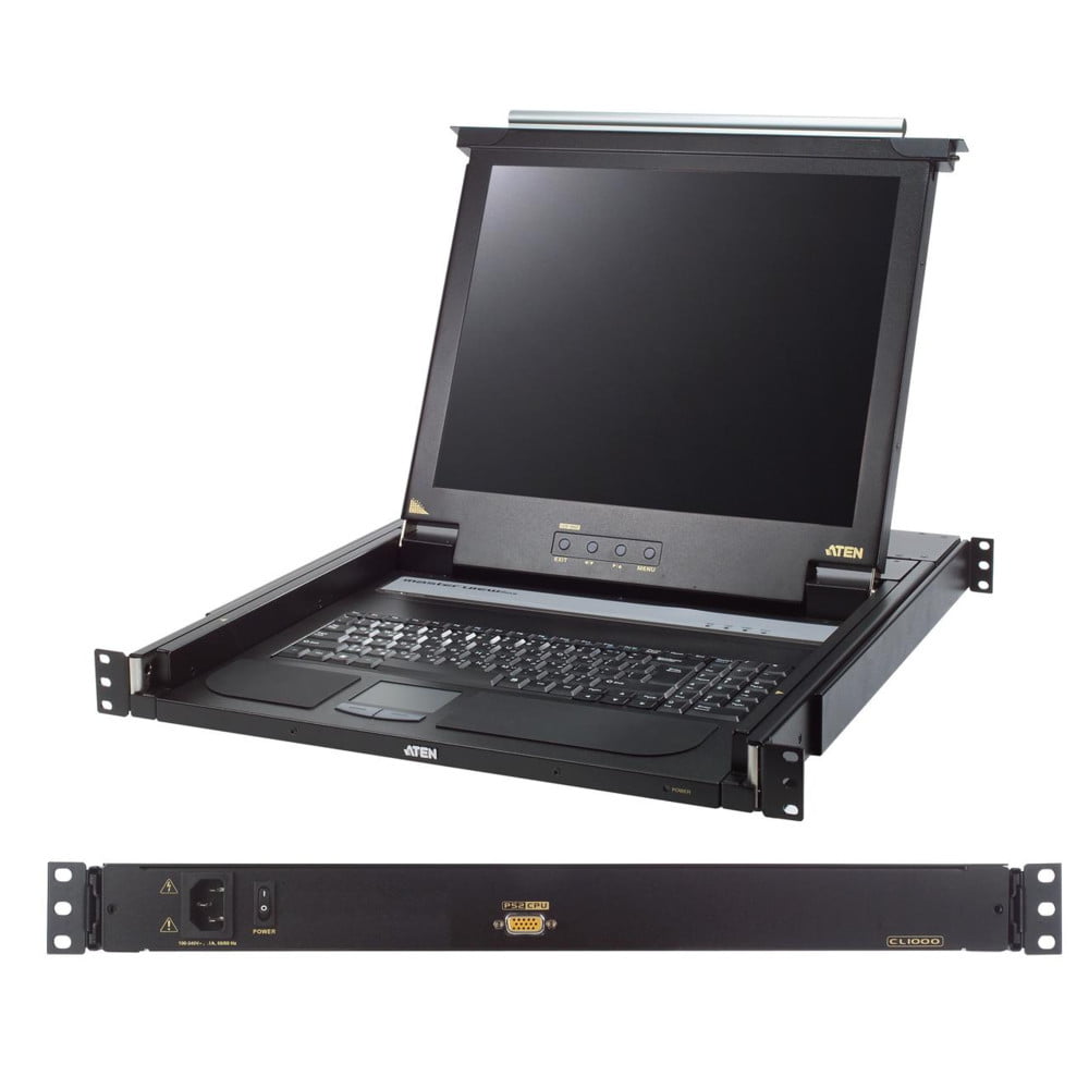 ЖК-монитор 17" с клавиатурой, выдвижной, 1U, RAL 7021 Console with LCD screen 17"