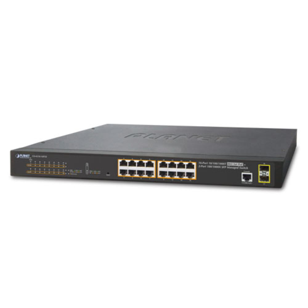 Коммутатор управляемый GS-4210-16P2S IPv6/IPv4, 16-Port Managed 802.3at POE+ Gigabit Ethernet Switch + 2-Port 100/1000X SFP (220W)