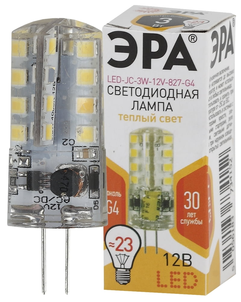 Лампа светодиодная ЭРА LED smd JC-3w-12V-827-G4