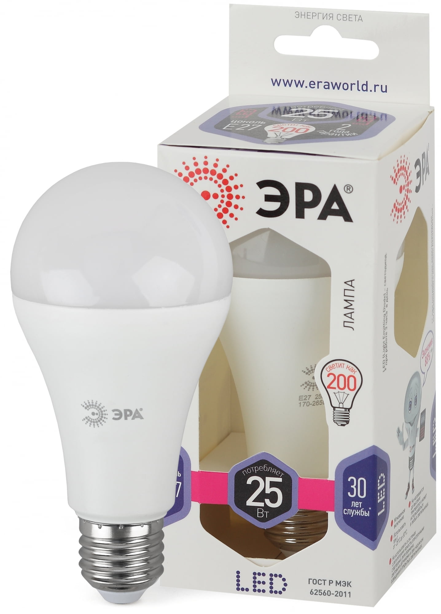 Лампа светодиодная ЭРА Светодиодная лампа груша LED A65-25W-865-E27