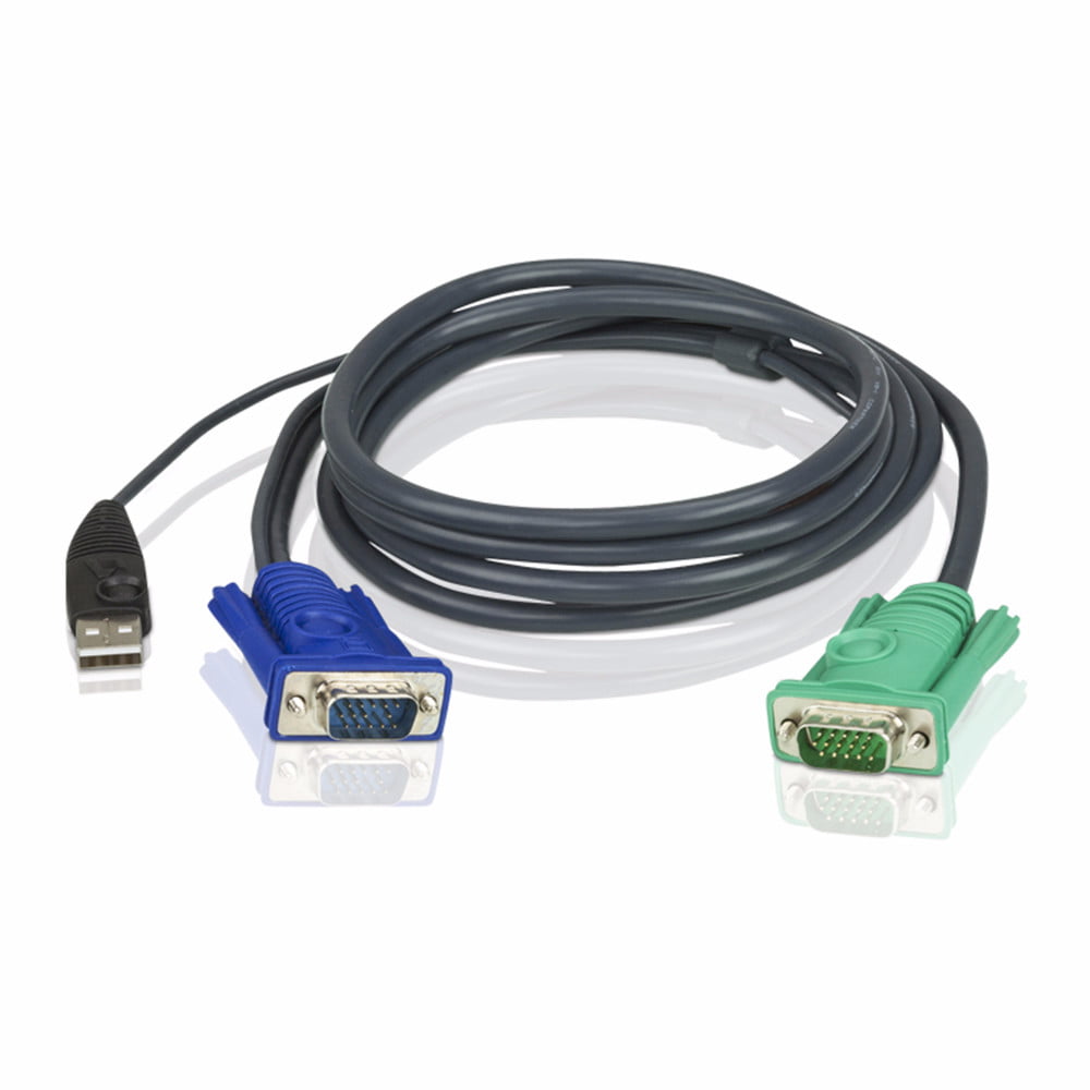 Кабель KVM ATEN 2L-5201U USB(тип А Male)+HDB15(Male) <-> SPHD15(Male) 1,2м., черный.