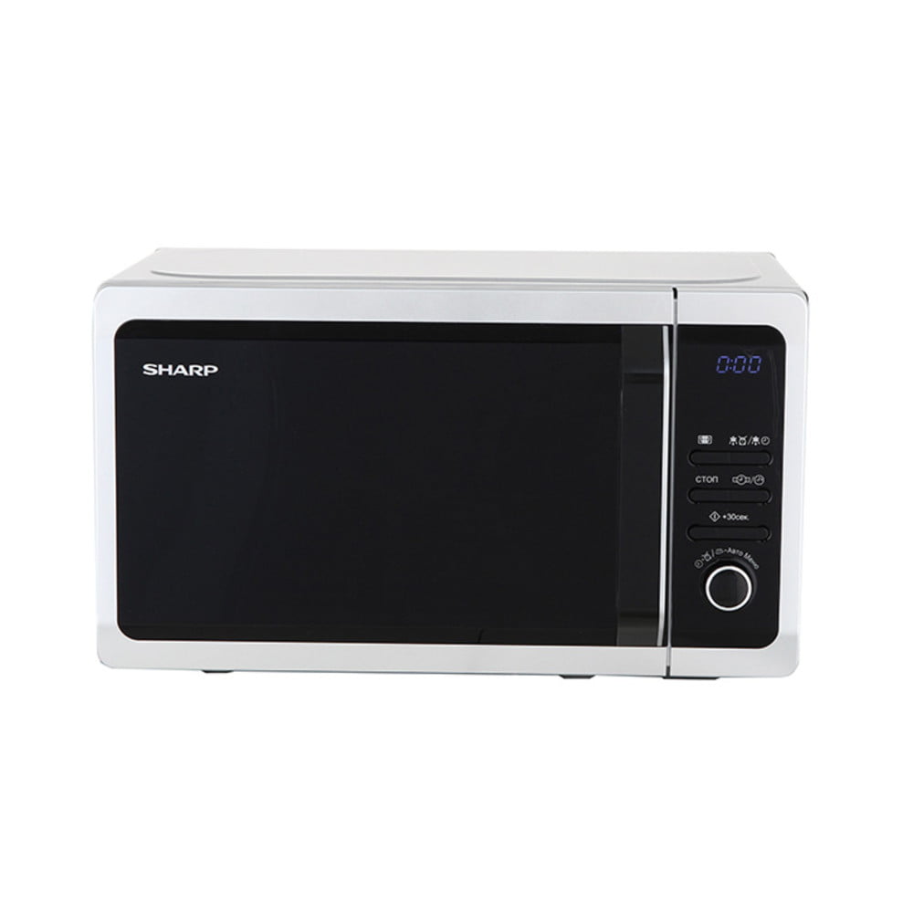 Микроволновая печь Sharp R-2852RSL серебристый, 20 л, 800 Вт, переключатели - кнопки, поворотный механизм
