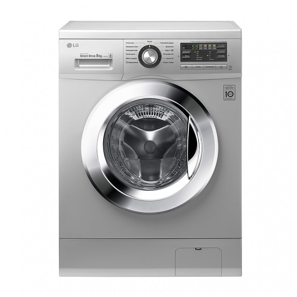 Стиральная машина LG F1296TD4 серебристый, загрузка фронтальная 8 кг, 1200 об/мин, класс: А