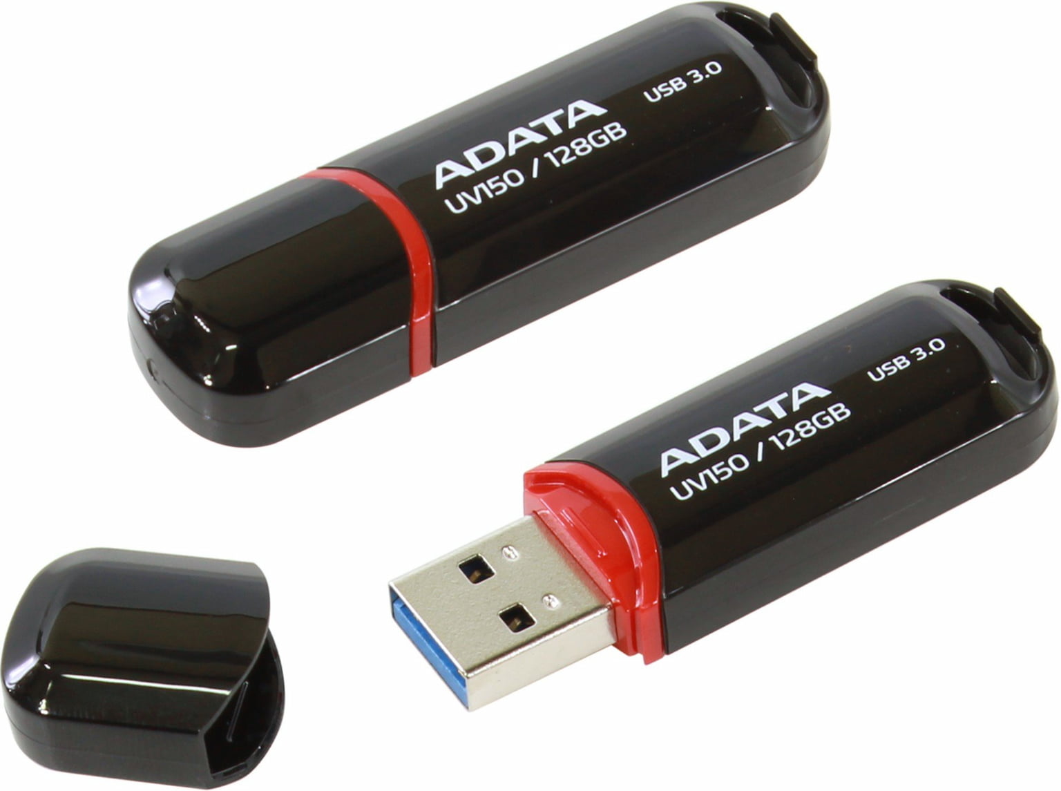 Флешка USB ADATA UV150 (AUV150-128G-RBK), 128Gb, USB 3.0, R/W 100/30, черный