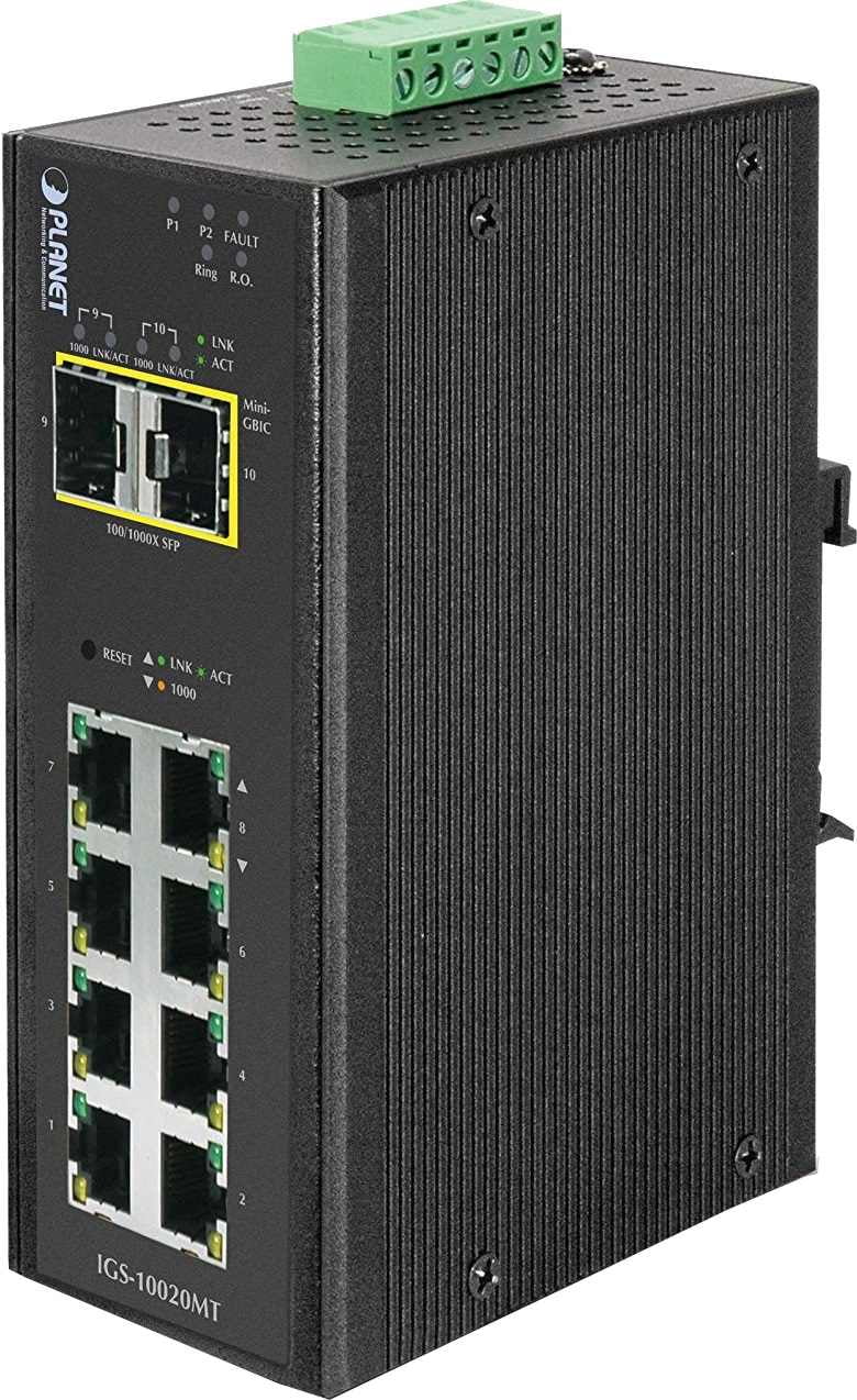 Коммутатор PLANET IGS-10020MT, 8×1 Гбит/с + 2×2.5 Гбит/с SFP, управляемый