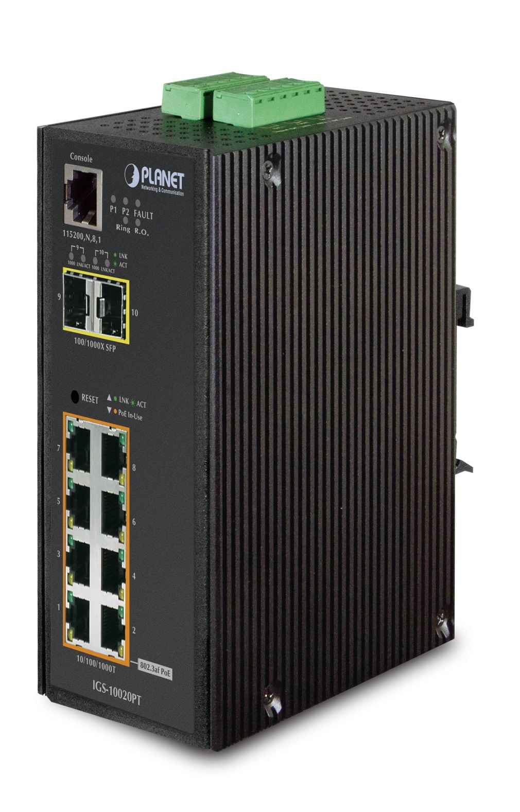 Коммутатор PLANET IGS-10020PT, 8×1 Гбит/с PoE + 2×2.5 Гбит/с SFP, управляемый