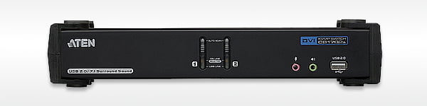 Переключатель KVM ATEN (CS1782A-AT-G) KVM+Audio+USB 2.0, 1 user USB+DVI => 2 cpu USB+DVI, со шнурами USB 2х1.8м., 2560x1600 60Hz DVI-D Dual Link/204