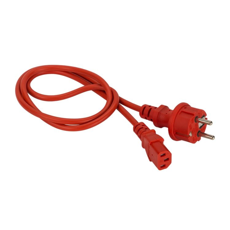 Шнур питания Lanmaster C13-Schuko прямая, 3х0.75, 220В, 10А, красный, 1.5 метра