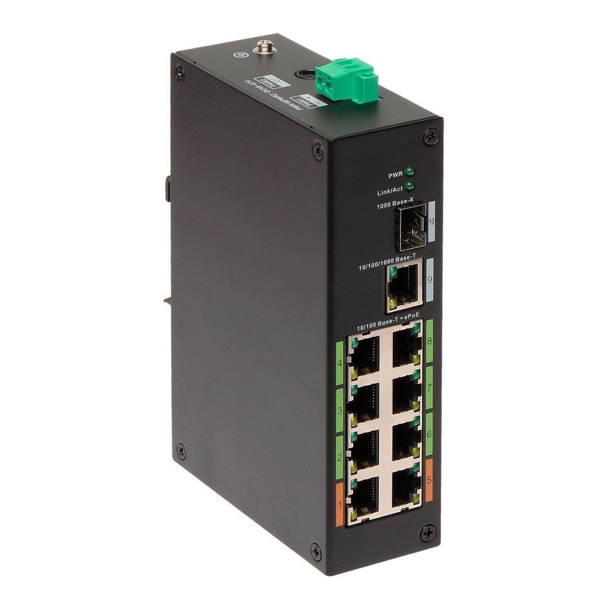 Коммутатор Dahua DH-LR2110-8ET-120, 8×100 Мбит/с PoE+ + 1×1 Гбит/с + 1×1 Гбит/с SFP, неуправляемый