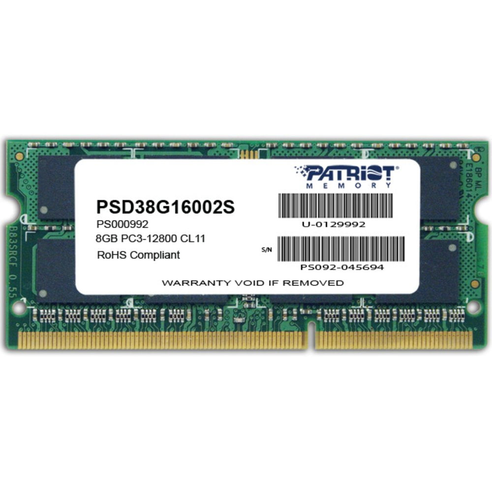 Оперативная память Patriot, DDR3, 8GB (1x8 GB), 1600 MHz, CL11, SO-DIMM