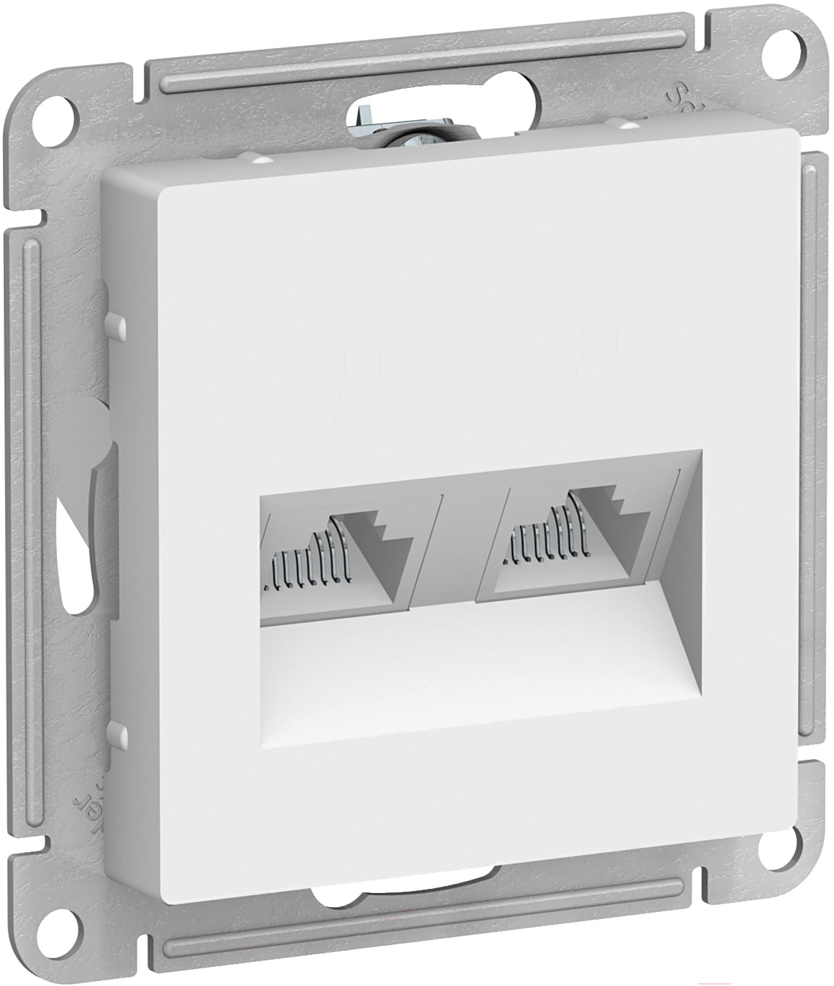 Розетка компьютерная двойная RJ45+RJ45, кат.5E, механизм, белый