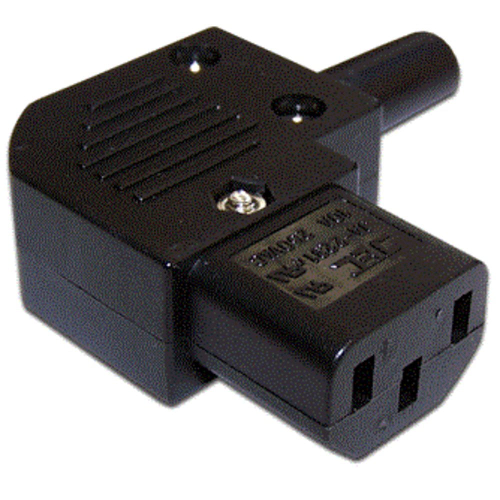 Вилка IEC 60320 C13, 10A, 250V, угловая, разборная, черная