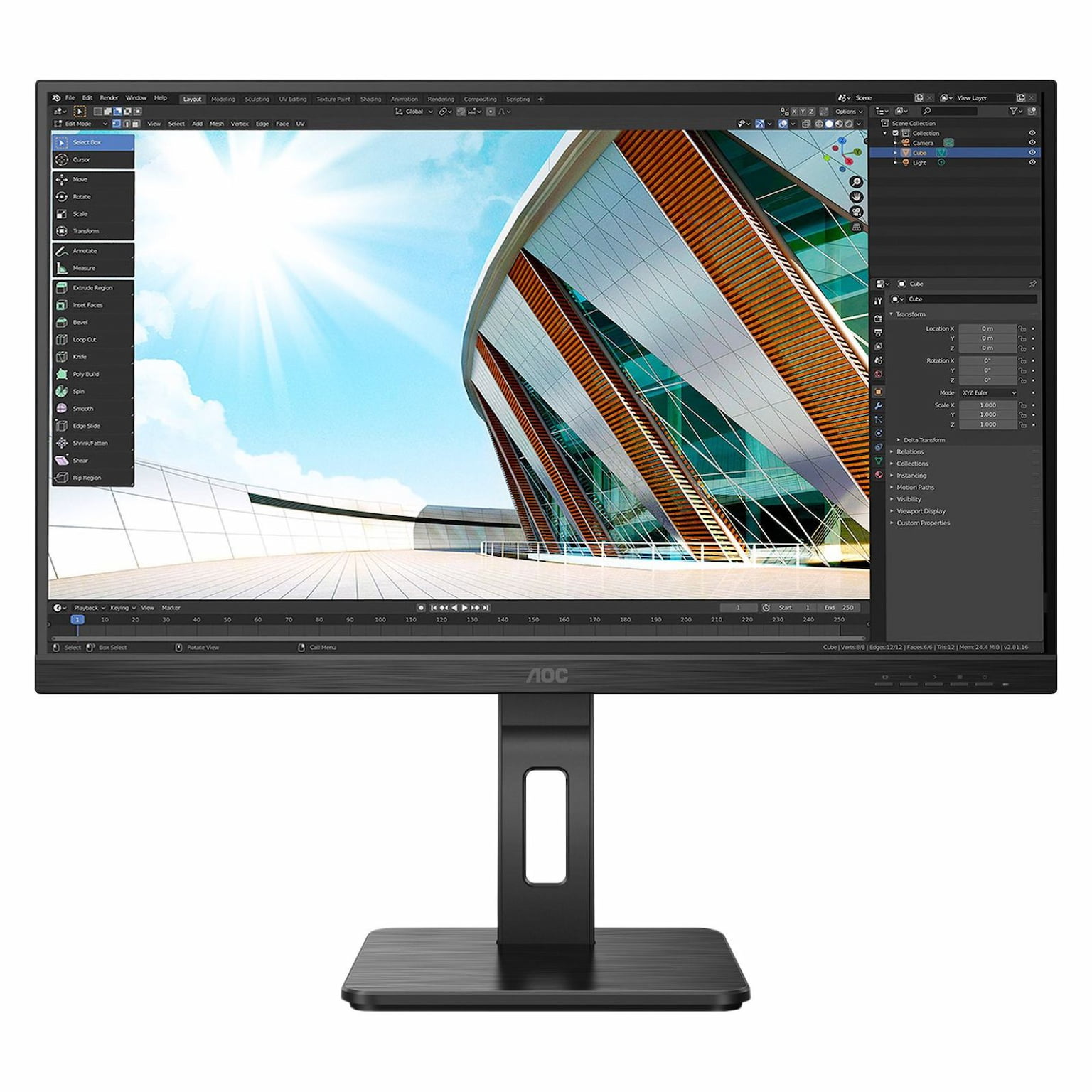 Монитор 27" AOC Q27P2Q IPS 2560x1440, 75 Гц, 4 мс, 16:9, 300 кд/м², HDMI, DisplayPort, VGA, Flicker Free, Low Blue Light, черный