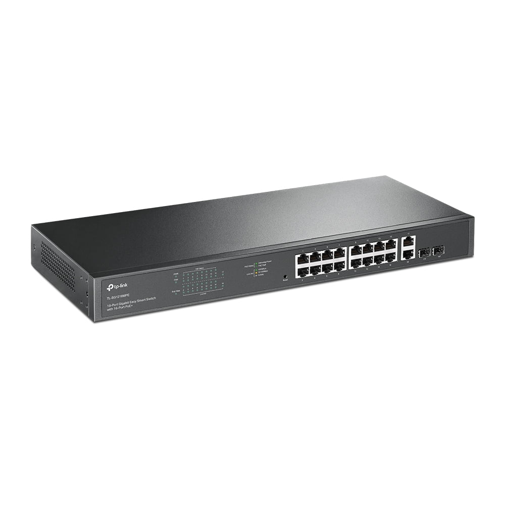 Коммутатор TP-Link TL-SG1218MPE, 16×1 Гбит/с PoE + 2×1 Гбит/с Uplink + 2×1 Гбит/с SFP, настраиваемый