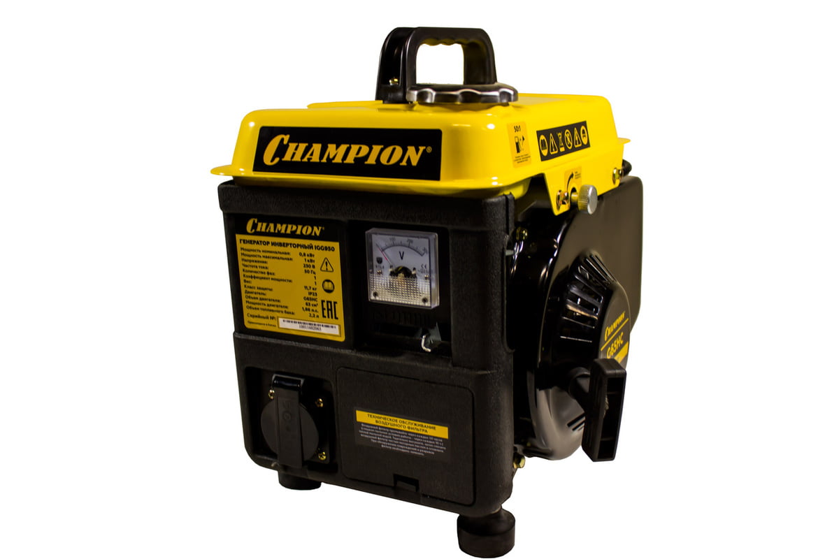 Генератор CHAMPION IGG9500.8/0.9кВт 1.86лс 2.2л 11.7кг 12v