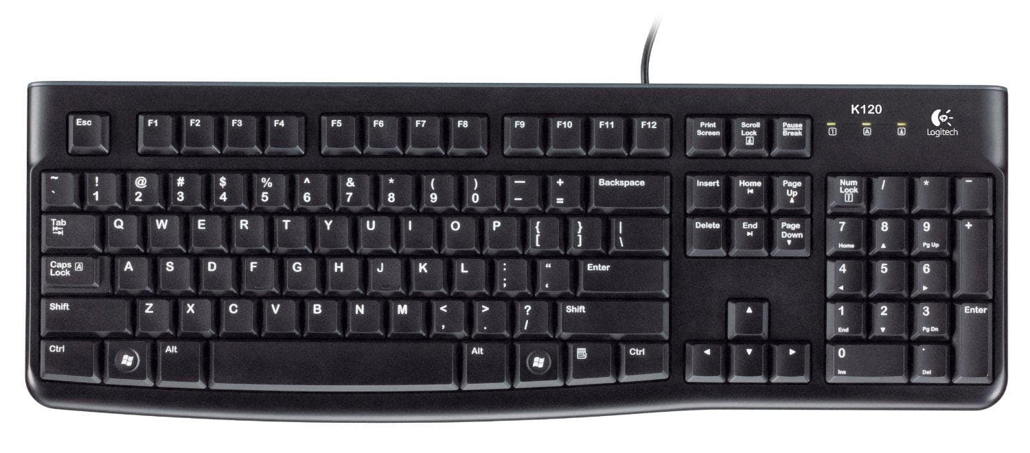 Клавиатура проводная Logitech K120 EER, USB, черный