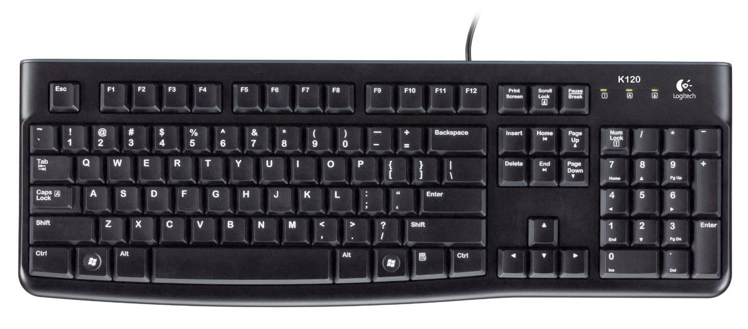 Клавиатура проводная Logitech K120 EER, USB, черный