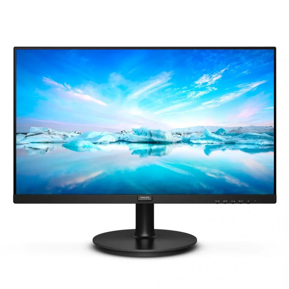 Монитор 21.5" Philips 222V8LA VA 1920x1080, 75 Гц, 4 мс, 16:9, 250 кд/м², HDMI, DisplayPort, VGA, FreeSync, Flicker Free, Low Blue Light, черный