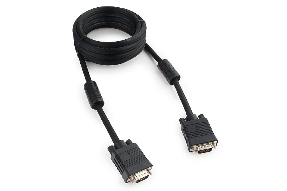 Кабель VGA Premium Cablexpert CC-PPVGA-10-B, 15M/15M, 3.0м, черный, тройной экран, феррит.кольца, пакет