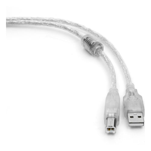 Кабель Cablexpert USB2.0 Pro, AM/BM, 0,75м, экран, 2 феррит.кольца, прозрачный (CCF-USB2-AMBM-TR-0.75M)