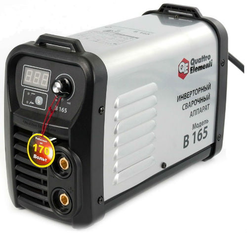 Инвертор QUATTRO ELEMENTI B 165 165 А, ПВ 80%, до 4.0 мм, 4.8 кг, Дисплей, TIG-Lift, 220В, КЕЙС