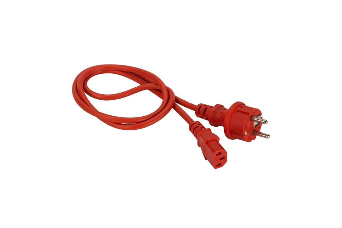 Шнур питания Lanmaster C13-Schuko прямая, 3х0.75, 220В, 10А, красный, 3 метра